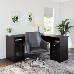 Bush Furniture Cabot 60W L Shaped Computer Desk, Espresso Oak (WC31830K) 13 Bush Furniture Cabot 60W L Shaped Computer Desk, Espresso Oak (WC31830K) -Ergot Office Furniture Shop sp46631313 s7