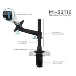 Mount-It! Modular Height Adjustable Adjustable Monitor Mount, Up To 27" Monitors, Black (MI-32116B) 10 Mount-It! Modular Height Adjustable Adjustable Monitor Mount, Up To 27" Monitors, Black (MI-32116B) -Ergot Office Furniture Shop sp4712160 s7