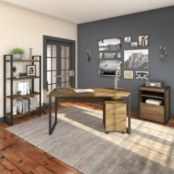 Bush Furniture Latitude 60W Writing Desk, Rustic Brown Embossed (LAD160RB-03) -Ergot Office Furniture Shop sp47156814 s7