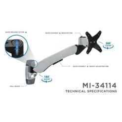 Mount-It! Modular Mount Adjustable Monitor Mount, Up To 30" Monitors, Gray/Silver (MI-34114BLK) 7 Mount-It! Modular Mount Adjustable Monitor Mount, Up To 30" Monitors, Gray/Silver (MI-34114BLK) -Ergot Office Furniture Shop sp4770686 s7