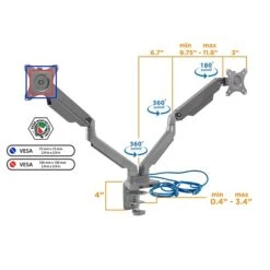 Mount-It! Dual Monitor Mount Arm With 2 USB Ports (MI-2762) 7 Mount-It! Dual Monitor Mount Arm With 2 USB Ports (MI-2762) -Ergot Office Furniture Shop sp49721387 s7