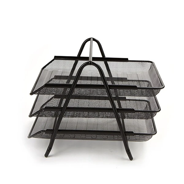 Mind Reader Metal Mesh Monitor Stand With Drawer Organizer, 3 Tier Mesh Paper Tray Organizer, 2 Piece Set, Black (MESHMON3P-BLK) 2 Mind Reader Metal Mesh Monitor Stand With Drawer Organizer, 3 Tier Mesh Paper Tray Organizer, 2 Piece Set, Black (MESHMON3P-BLK) - Image 2