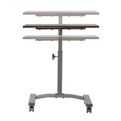 AIRLIFT Mobile Laptop Computer Desk Cart Height-Adjustable From 20.5" To 33", Slim, Walnut -Ergot Office Furniture Shop sp50744641 s7