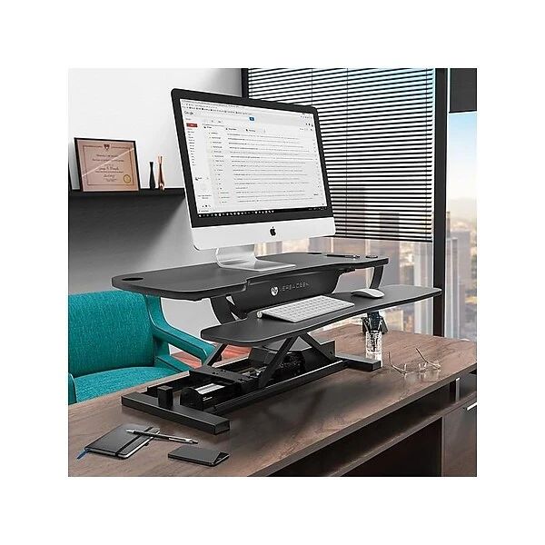 VersaDesk PowerPro 36"W Electric Sit To Stand Desktop Converter With Keyboard Tray & USB Port, Black (SP7643624-00-01) 7 VersaDesk PowerPro 36"W Electric Sit To Stand Desktop Converter With Keyboard Tray & USB Port, Black (SP7643624-00-01) - Image 7