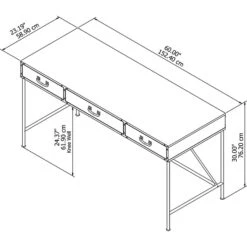 Kathy Ireland® Home By Bush Furniture Ironworks 60W Writing Desk With Drawers, Vintage Golden Pine (KI50105-03) -Ergot Office Furniture Shop sp51222017 s7