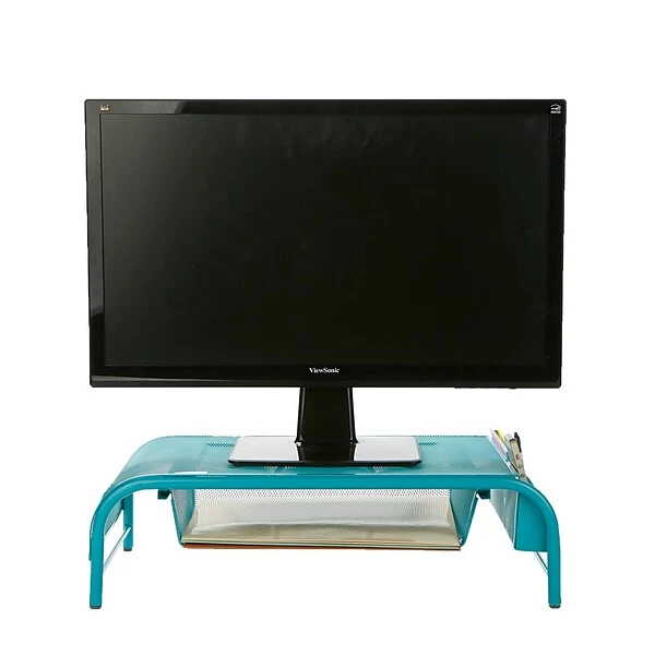 Mind Reader Network Collection Metal Mesh Monitor Stand With Drawer, Up To 24" Monitor, Turquoise (MESHMONSTA-TUR) 2 Mind Reader Network Collection Metal Mesh Monitor Stand With Drawer, Up To 24" Monitor, Turquoise (MESHMONSTA-TUR) - Image 2
