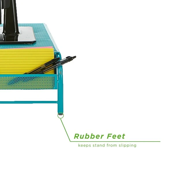 Mind Reader Network Collection Metal Mesh Monitor Stand With Drawer, Up To 24" Monitor, Turquoise (MESHMONSTA-TUR) 3 Mind Reader Network Collection Metal Mesh Monitor Stand With Drawer, Up To 24" Monitor, Turquoise (MESHMONSTA-TUR) - Image 3