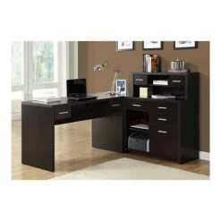 Monarch Specialties Inc. 63" Particle Board L-Shaped Desk, Cappuccino (I 7018)