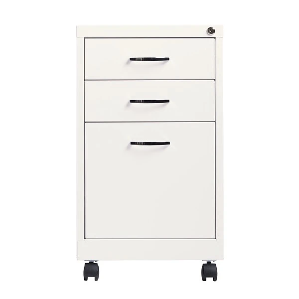 3-Drawer Metal File Cabinet On Wheels, White, 19" Deep (21028) 1 3-Drawer Metal File Cabinet On Wheels, White, 19" Deep (21028)