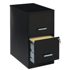 Space Solutions 2-Drawer File Cabinet, Letter-Width, Black, 22" Deep (20226)