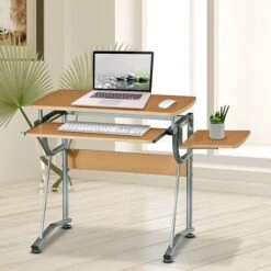 Techni Mobili Compact Computer Desk With Side Shelf And Keyboard Panel, Cherry -Ergot Office Furniture Shop sp60783016 s7