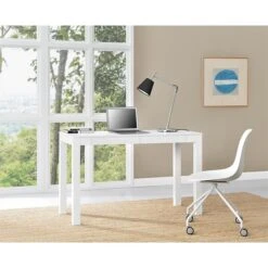 Ameriwood Home Large Parsons 48"W Desk With 2 Drawers, White (9889396COM)
