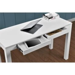 Ameriwood Home Large Parsons 48"W Desk With 2 Drawers, White (9889396COM) -Ergot Office Furniture Shop sp60785562 s7
