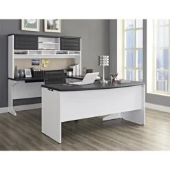 Ameriwood Home Pursuit 66"W Executive Desk, Gray (9319296) -Ergot Office Furniture Shop sp60785679 s7