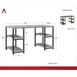 Ameriwood Home Ashlar 54"W Desk, Light Concrete (9895096COM) -Ergot Office Furniture Shop sp60786088 s7