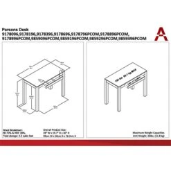 Ameriwood Home Parsons 39"W Desk With Drawer, Gray (9859396PCOM) -Ergot Office Furniture Shop sp60786790 s7