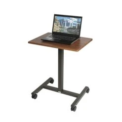 AIRLIFT 29.3" To 43.5" H Height-Adjustable Pneumatic Laptop Computer Sit-Stand Mobile Desk Cart, Maple (WEBK906)