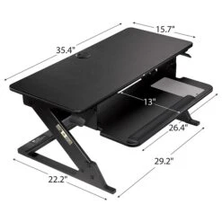 3M™ Precision Standing Desk, 35"W Adjustable Desk Riser With Gel Wrist Rest And Precise™ Mouse Pad, Black (SD60B7)