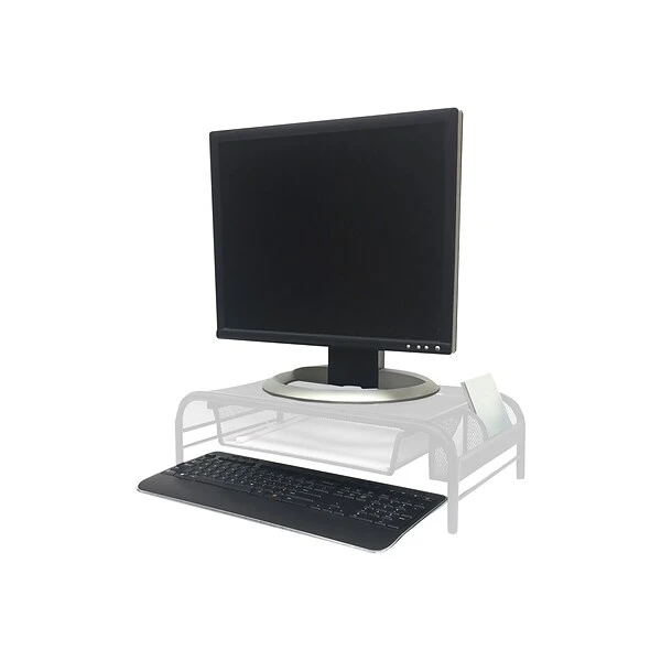 Mind Reader Network Collection Metal Mesh Monitor Stand With Drawer, Up To 24" Monitor, White (MESHMONSTA-WHT) 2 Mind Reader Network Collection Metal Mesh Monitor Stand With Drawer, Up To 24" Monitor, White (MESHMONSTA-WHT) - Image 2