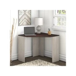 Bush Furniture Townhill 34" Corner Desk, Washed Gray/Madison Cherry (TND134WM2-03)