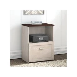 Bush Furniture Townhill 1-Drawer Lateral File Cabinet, Not Assembled, Letter, Madison Cherry/Washed Gray (TNF124WM2-03)