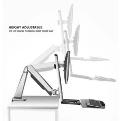 Mount-It! 20" Height Adjustable Standing Desk Mount, Silver (MI-7903)