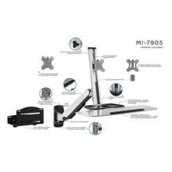 Mount-It! Sit Stand Wall Mount Workstation, Articulating Standing Desk For A Single Monitor, Floating Keyboard Tray (MI-7905) -Ergot Office Furniture Shop sp7038276 s7