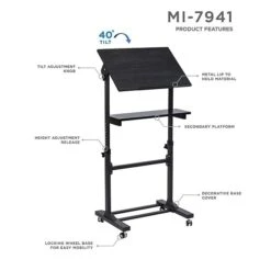 Mount-It! Mobile Portable Podium And Presentation Lectern, Height Adjustable Multi-Purpose Standing Desk Workstation (MI-7941) -Ergot Office Furniture Shop sp7038281 s7