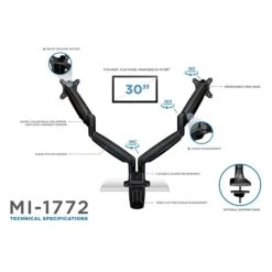 Mount-It! Height Adjustable Dual Monitor Desk Mount Arms For 13"-32" Monitors (MI-1772B) -Ergot Office Furniture Shop sp7038476 s7