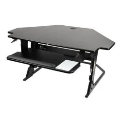 3M™ Precision Standing Desk Corner, 42" W Adjustable Desk Riser With Gel Wrist Rest And Precise™ Mouse Pad, Black (SD80B)