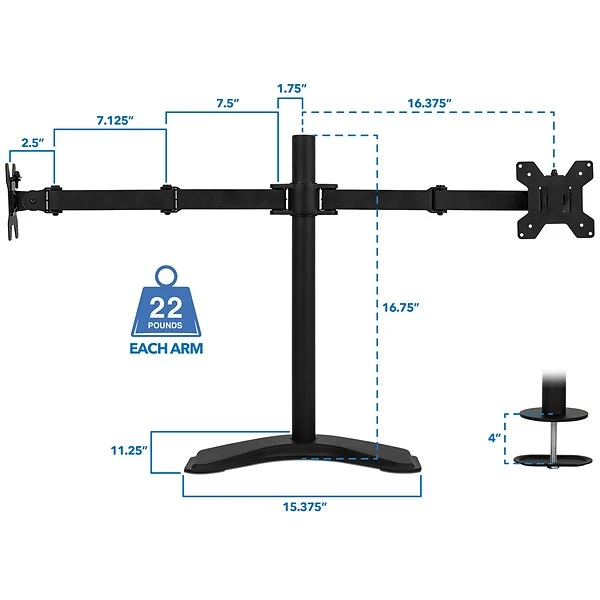 Mount-It! Dual Monitor Stand For 19"-32" Screens (MI-2781B) 1 Mount-It! Dual Monitor Stand For 19"-32" Screens (MI-2781B)