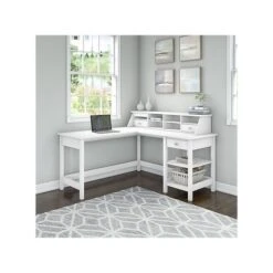 Bush Furniture Broadview 60" Computer Desk Bundle, Pure White (BD029WH)