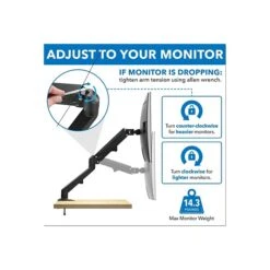Mount-It! Adjustable Monitor Arm, Up To 27", Black (MI-5762) -Ergot Office Furniture Shop sp73640222 s7