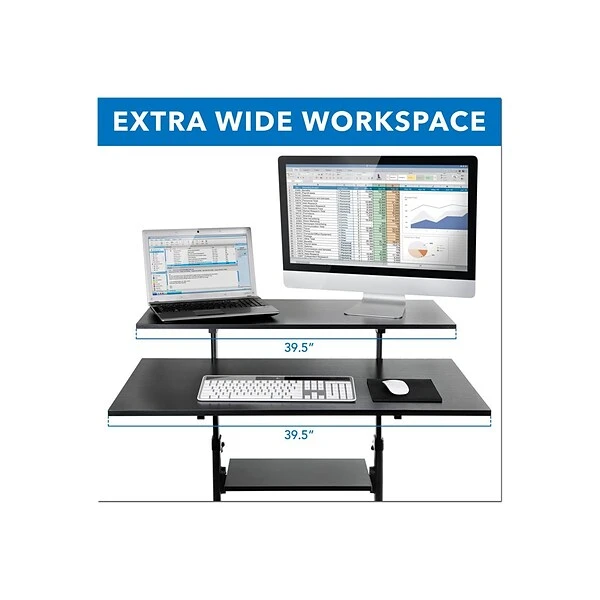 Mount-It! 37"-55" Plastic/Steel Adjustable Desk, Black/Gray (MI-7970) 2 Mount-It! 37"-55" Plastic/Steel Adjustable Desk, Black/Gray (MI-7970) - Image 2