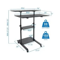 Mount-It! 37"-55" Plastic/Steel Adjustable Desk, Black/Gray (MI-7970) 6 Mount-It! 37"-55" Plastic/Steel Adjustable Desk, Black/Gray (MI-7970) -Ergot Office Furniture Shop sp73744363 s7
