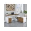 Bush Business Furniture Jamestown 60" L-Shaped Desk Bundle, Fresh Walnut/White (JTN021FWWHSU)