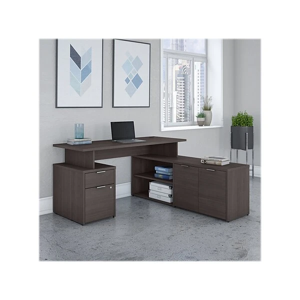 Bush Business Furniture Jamestown 60" L-Shaped Desk Bundle, Storm Gray (JTN021SGSU) 1 Bush Business Furniture Jamestown 60" L-Shaped Desk Bundle, Storm Gray (JTN021SGSU)