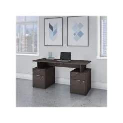 Bush Business Furniture Jamestown 60" Computer Desk With Four Drawers, Storm Gray (JTN017SGSU)