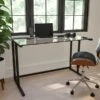Flash Furniture 47" Glass Glass Computer Desks Clear/Black (NANWK055)