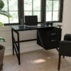 Flash Furniture 46" Glass Glass Computer Desks Black (NANWK036)