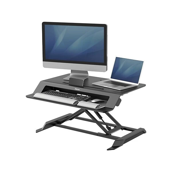 Fellowes Lotus LT 4"-16" Standing Desk Converter, Black (8215001) 3 Fellowes Lotus LT 4"-16" Standing Desk Converter, Black (8215001) - Image 3