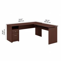 Bush Furniture Cabot 36"-42"H 3 Position L Shaped Sit To Stand Desk, Harvest Cherry (CAB050HVC) -Ergot Office Furniture Shop sp85005907 s7