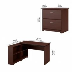 Bush Furniture Cabot 36"-42"H 3 Position Sit To Stand Corner Bookshelf Desk With Lateral File Cabinet, Harvest Cherry(CAB056HVC) 9 Bush Furniture Cabot 36"-42"H 3 Position Sit To Stand Corner Bookshelf Desk With Lateral File Cabinet, Harvest Cherry(CAB056HVC) -Ergot Office Furniture Shop sp85005939 s7