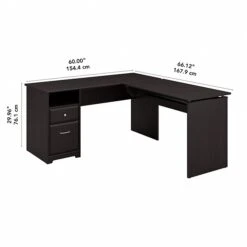 Bush Furniture Cabot 36"-42"H 3 Position L Shaped Sit To Stand Desk, Espresso Oak (CAB043EPO) -Ergot Office Furniture Shop sp85005989 s7