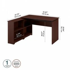 Bush Furniture Cabot 36"-42"H 3 Position Sit To Stand Corner Bookshelf Desk, Harvest Cherry (WC31416) -Ergot Office Furniture Shop sp85005996 s7