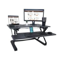Victor Technology High Rise 21"H Adjustable Desk, Black Wood (DCX760G)