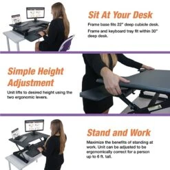 Victor Technology High Rise 21"H Adjustable Desk, Black Wood (DCX760G) -Ergot Office Furniture Shop sp86636651 s7