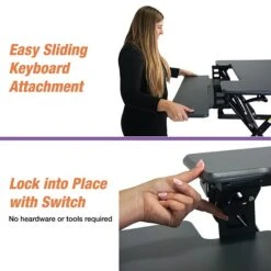 Victor Technology High Rise 21"H Adjustable Desk, Black Wood (DCX760G) -Ergot Office Furniture Shop sp86636653 s7