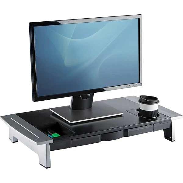 Fellowes Office Suites Premium Monitor Riser, Up To 32",Black/Silver (8031001) 2 Fellowes Office Suites Premium Monitor Riser, Up To 32",Black/Silver (8031001) - Image 2
