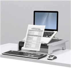 Fellowes Office Suites Monitor Riser, Up To 28" Monitor, Black/Silver (8036601) -Ergot Office Furniture Shop sp89270776 s7